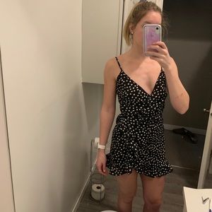 Polka dot wrap mini dress